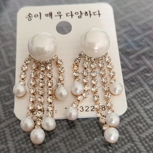 Crystal Pearl Dangling Earrings